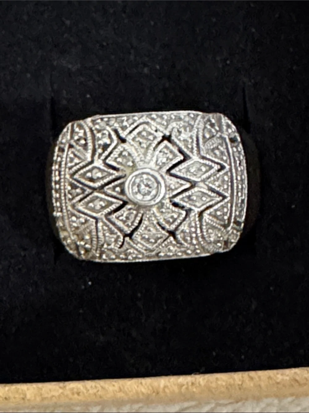 Sterling silver and diamonds Floral Filigree Statement Ring.